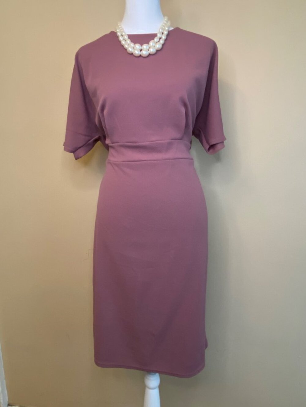 NWT Boohoo Mauve Tie Waist Midi Dress Size US 12 UK 16